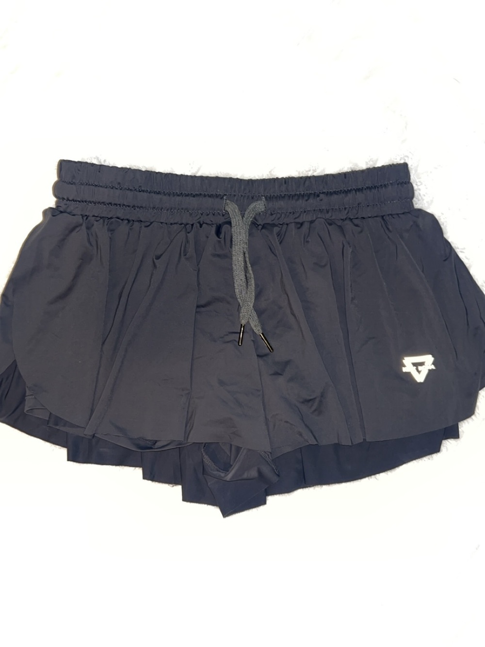 Navy Layered Athletic Shorts with Drawstring